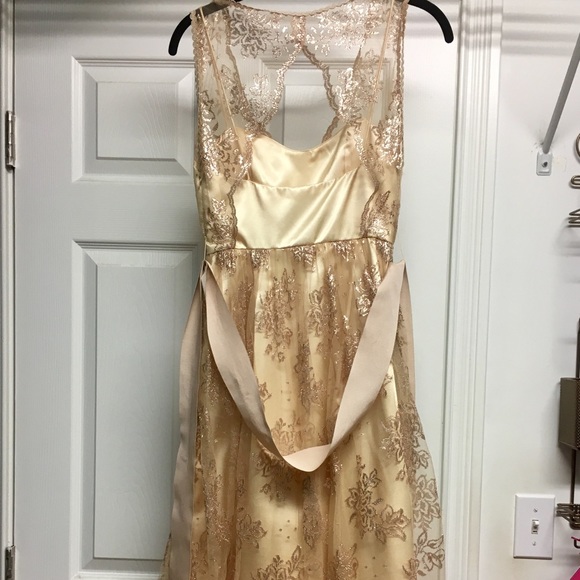 NWOT Gold Lace Martine Holiday Dress for BHLDN - Picture 5 of 7